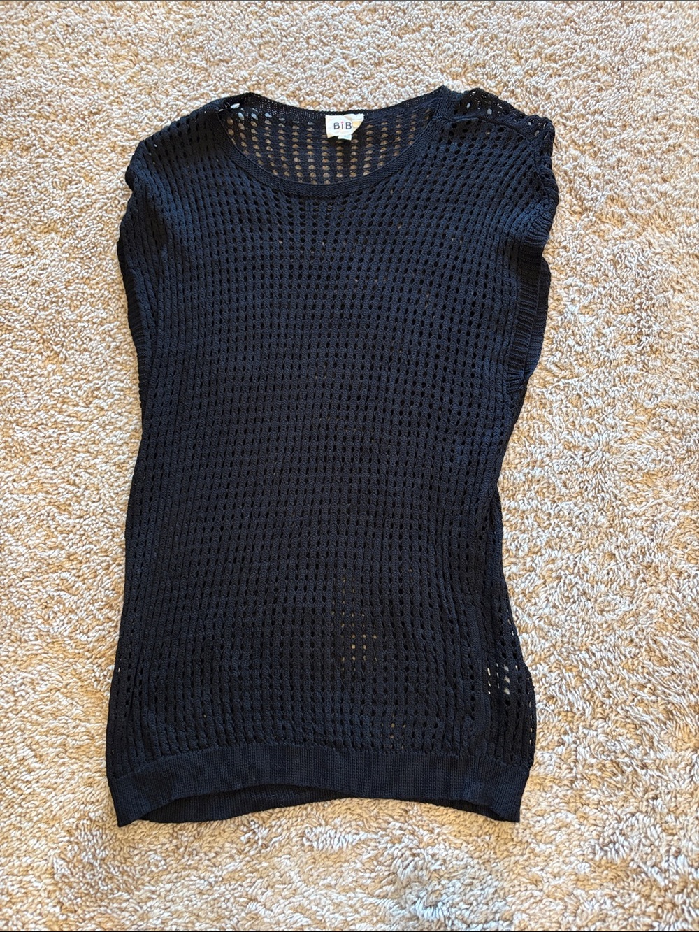 Black Mesh Sweater Top
